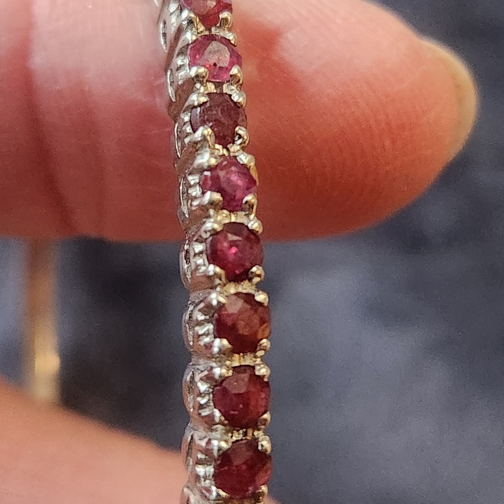 Genuine Ruby Sterling Bangle Bracelet - image 5